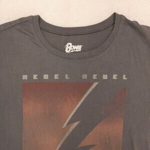 David Bowie Band Crew Neck Short Sleeve Graphic Shirt Mens Size Large L Gray